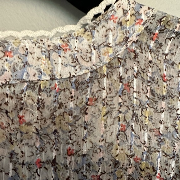 Anthropologie Bishop + Young short wide sleeve boho floral blouse Size XS - Picture 6 of 9